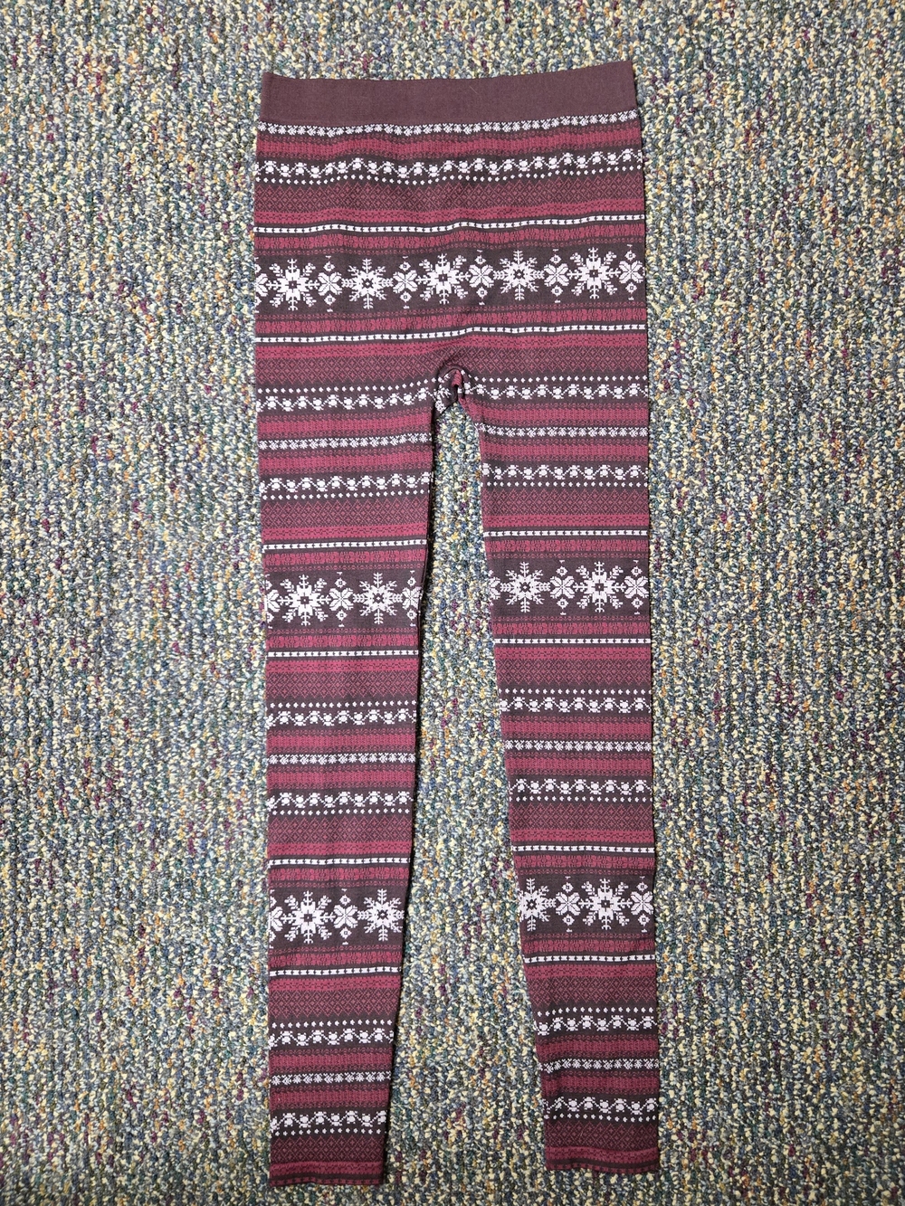 Joe Boxer Burgundy and White Fair Isle Pattern Leggings